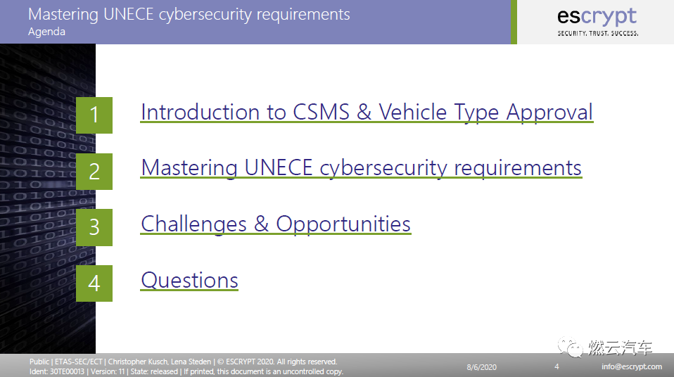 ESCRYPT:UNECE车载网络安全新法规的挑战与机遇
